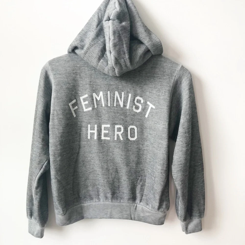 NWT Wildfox Feminist Hero Gray White Zip Hoodie XS